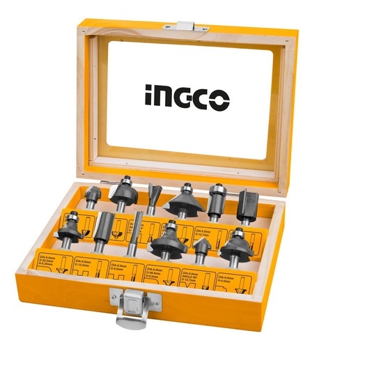 Bộ 12 mũi  phay gỗ 6mm ingco AKRT1201