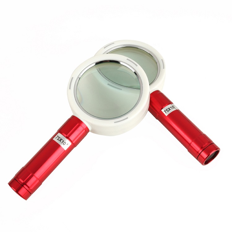 Kính Lúp Có Đèn Đường Kính 75mm Độ Phóng Đại 10X Mẫu Cầm Tay G75_ Kèm Hộp Quà Tặng Cực Xinh