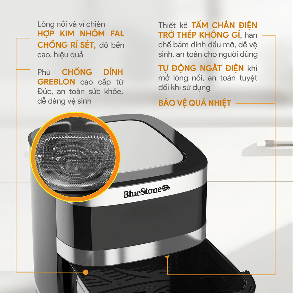 Nồi Chiên Không Dầu BlueStone AFB-5886 9 Lít 1800W - Hàng chính hãng