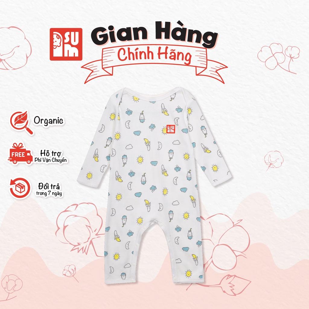 Quần áo sơ sinh bé trai bé gái IAMSU bộ quần áo sơ sinh body liền thân cổ chồm dài tay vải Cotton Organic nhập Hàn