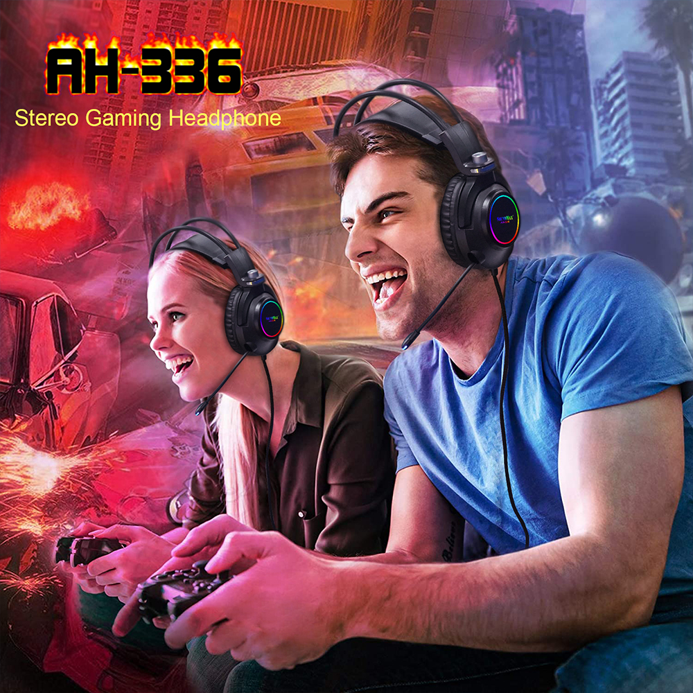 Tai Nghe Chụp Tai Có Micro Tích Hợp SoundMax AH-336 | Tai Nghe Chơi Game Có Đèn LED RGB SoundMax AH336 | Gaming Headset - Hàng Chính Hãng