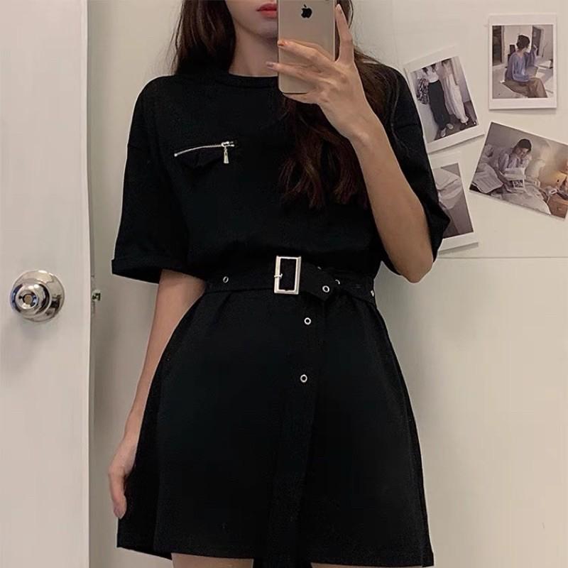 Đầm thun tay lỡ kèm belt cá tính mẫu 2021