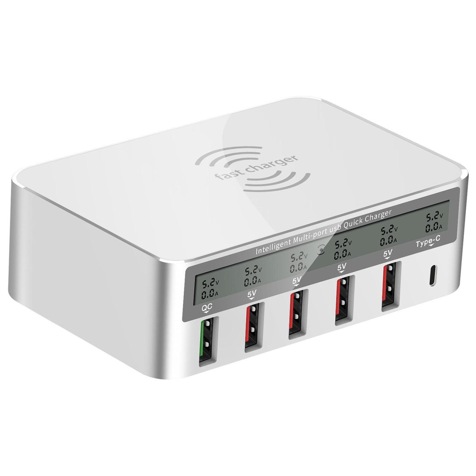 Universal Type-C Qi 5 USB Ports QC 3.0 Charging Station for UK