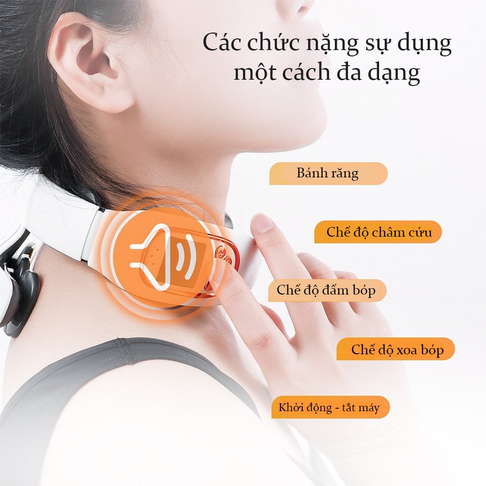 MÁY MASSA XUNG NHIỆTGIẢM ĐAU ĐỐT SỐNG CỔ VÀ LƯNG  4D VỚI 6 ĐẦU MASSAGE VỚI 15 CẤP ĐỘ ĐIỀU CHỈNH, KÈM ĐIỀU KHIỂN VỚI MÀN HÌNH HIỂN THỊ ĐEN LED VÀ CHỨC NĂNG GHI ÂM GIỌNG NÓI THÔNG MINH