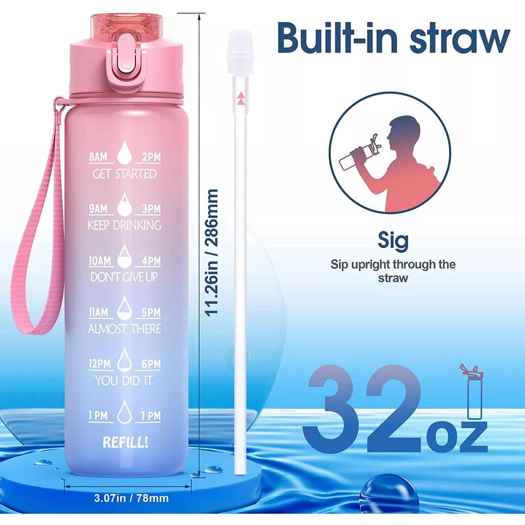 Bình nước Sports Cup 1-2 Lít có ống hút bật tự động khi mở nắp bình nước chia vạch báo giờ uống nước-Bình nước nhắc giờ