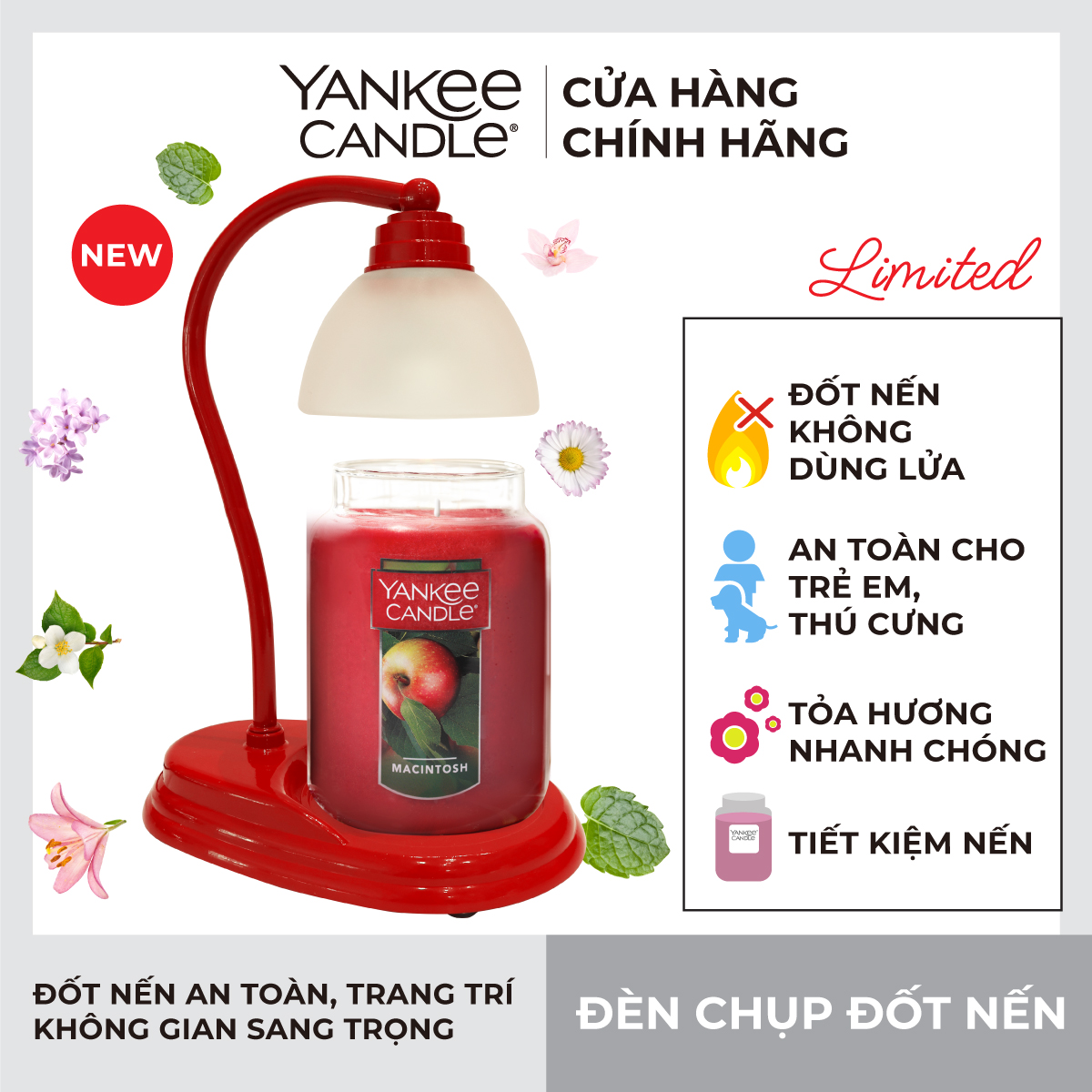 Đèn chụp đốt nến đỏ