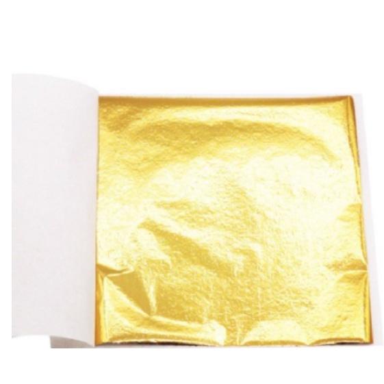 Tập 100 lá dát mạ vàng màu 24 K size 9x9cm