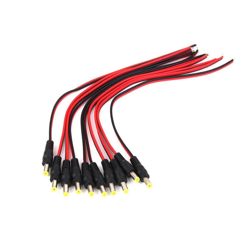 10 pcs 12V Male DC Power Socket Jack Connector Cable Plug Wire 5.5x2.1mm