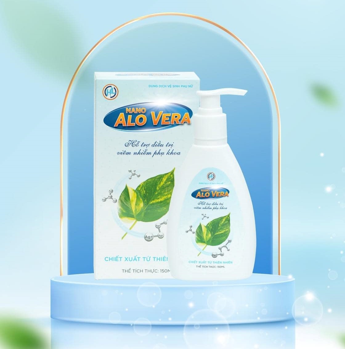 Dung dịch vệ sinh phụ nữ, an toàn cho bà bầu Nano AloVera, Chiết xuất từ là trầu không Chai 150ml