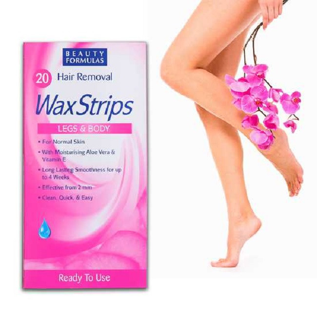 Miếng dán tẩy lông Beauty Formulas Wax Strips Legs and Body - hộp 20 miếng