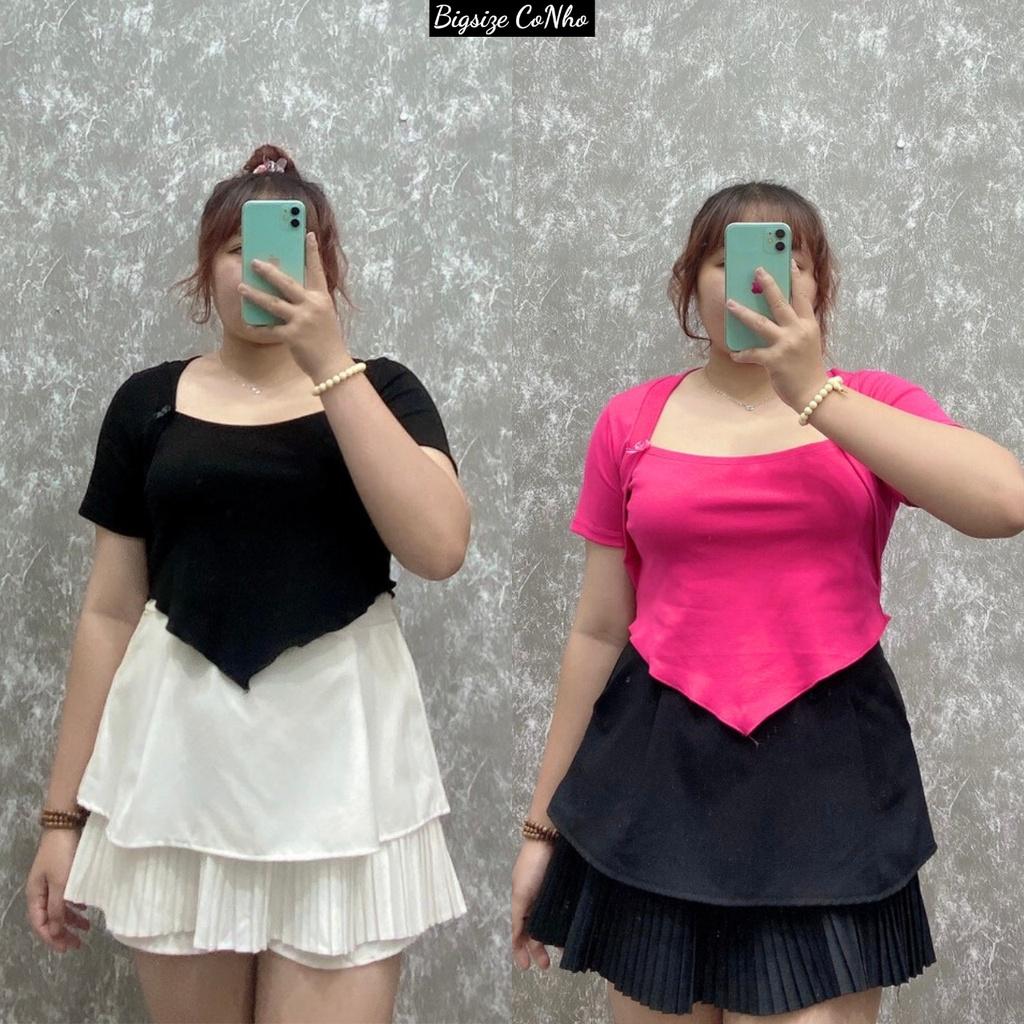 Áo thun tay ngắn cổ vuông bầu tà nhọndáng croptop bigsize hottrend, Áo phông chất borip co giãn A52