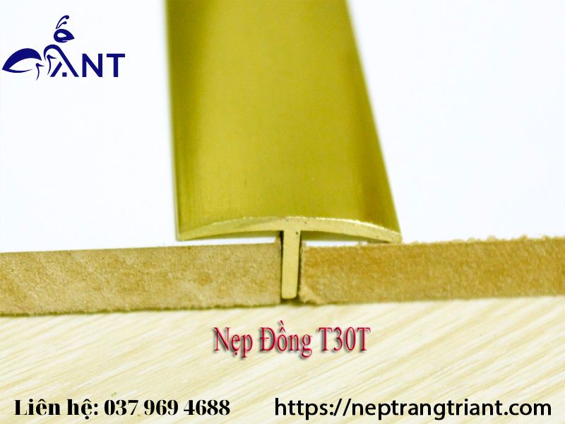 Nẹp đồng t30 trơn, mặt cong, thanh dài 4m, giá tính theo mét, trang trí nhà cửa