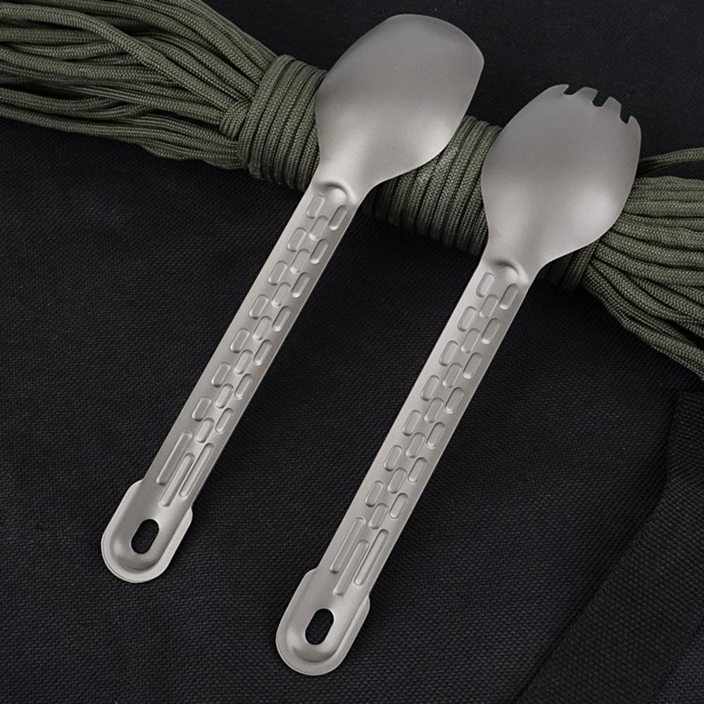 Dụng cụ ăn kim loại titanium nhẹ dễ mang theo đi cắm trại, picnic, đi bộ đường dài