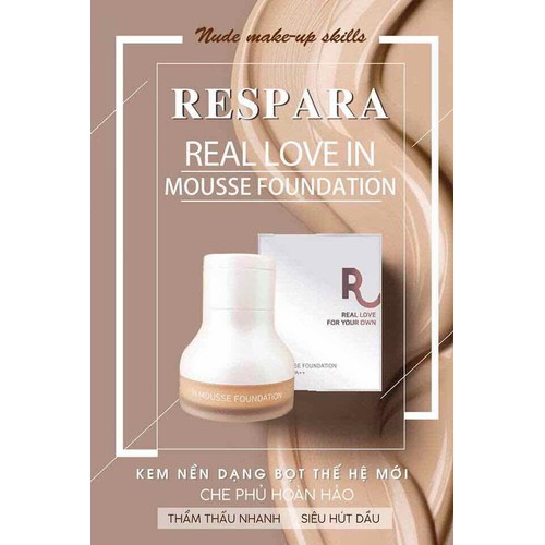 Kem Nền Dạng Bọt Mướt Mịn RESPARA Mousse Foundation SPF50+ PA++