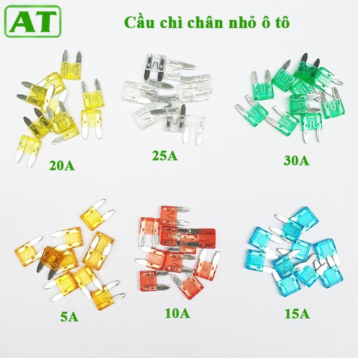 Combo 10 Cầu Chì Ô Tô Xe Hơi Chân Nhỏ 5A, 10A, 15A, 20A, 25A, 30A