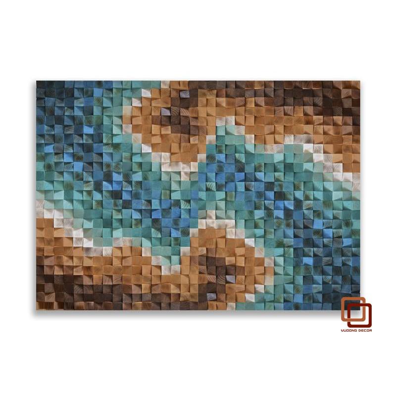 Tranh gỗ trang trí 3D SẮC MÀU BIỂN CẢ (Wood mosaic) - (KÍCH THƯỚC 40X60, 60X80cm)