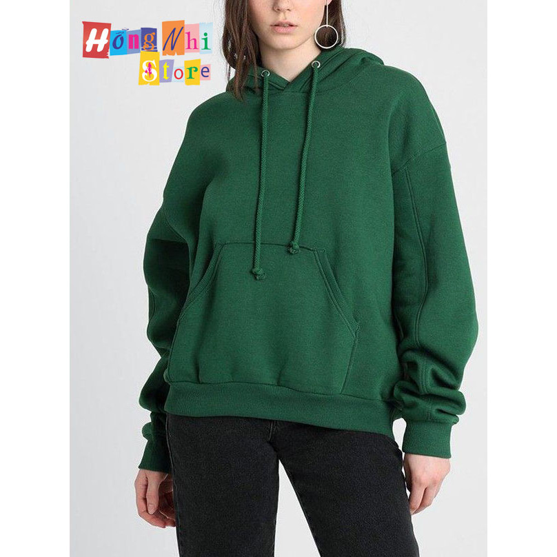 Áo Hoodie Trơn Màu Xanh Lá Cao Cấp Dáng Rộng Unisex Nam Nữ Mặc Được - MM