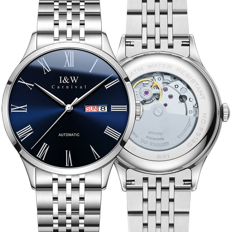 Đồng Hồ Nam I&amp;W Carnival 8912G Chính Hãng Full Box Chống Nước Kính Chống Xước Dây Thép Cao Cấp BH 60T (Máy Cơ Tự Động)
