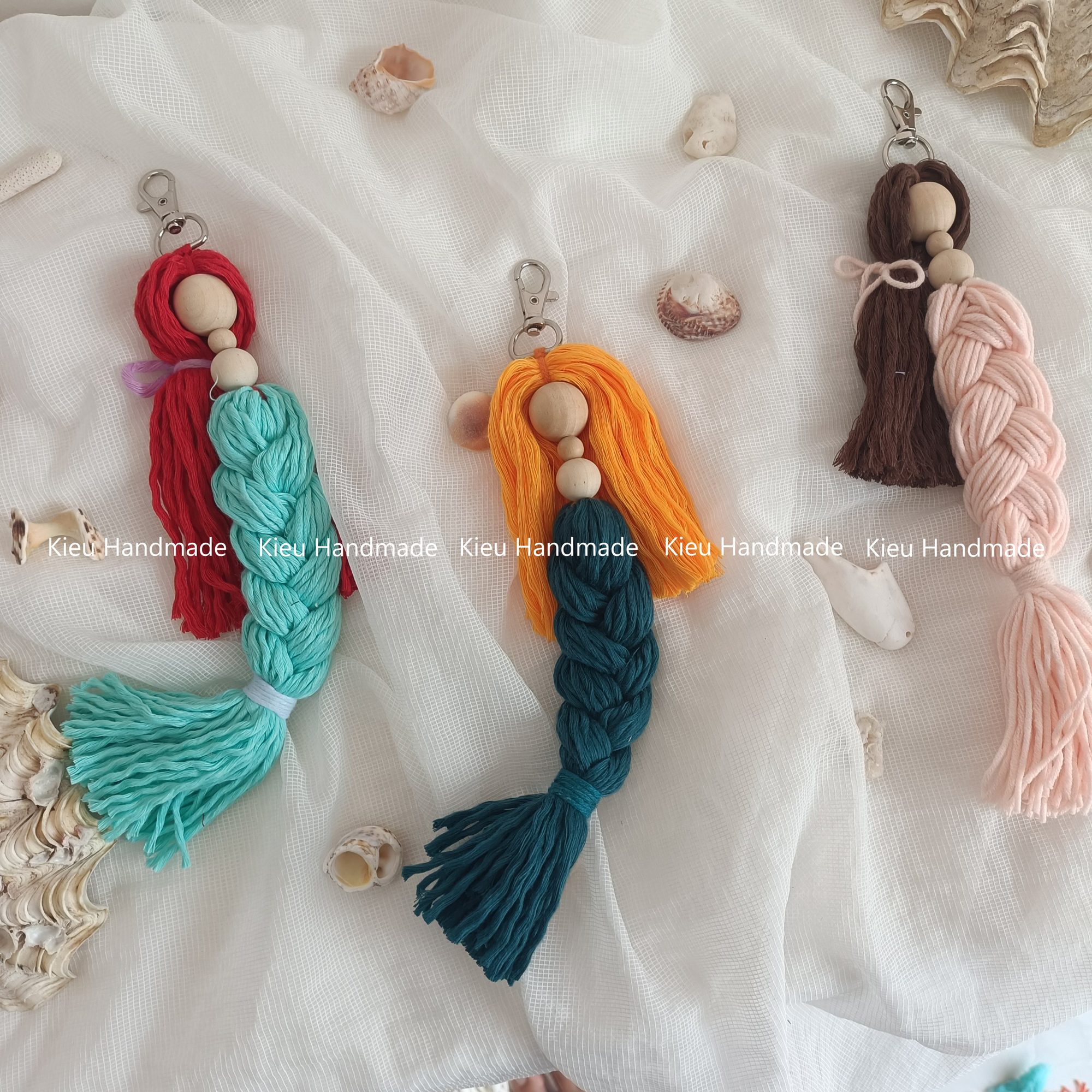 Móc khoá búp bê macrame, móc khoá nàng tiên cá