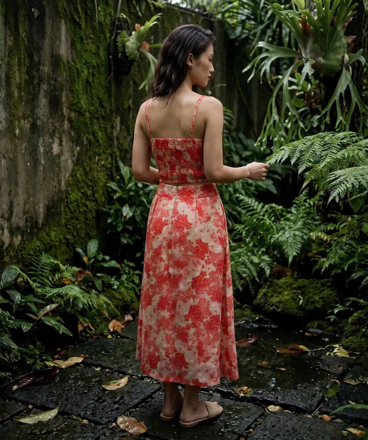 Áo Croptop Hai Dây Hoa Ramie Thanh Minh Top208 Thời trang Hity