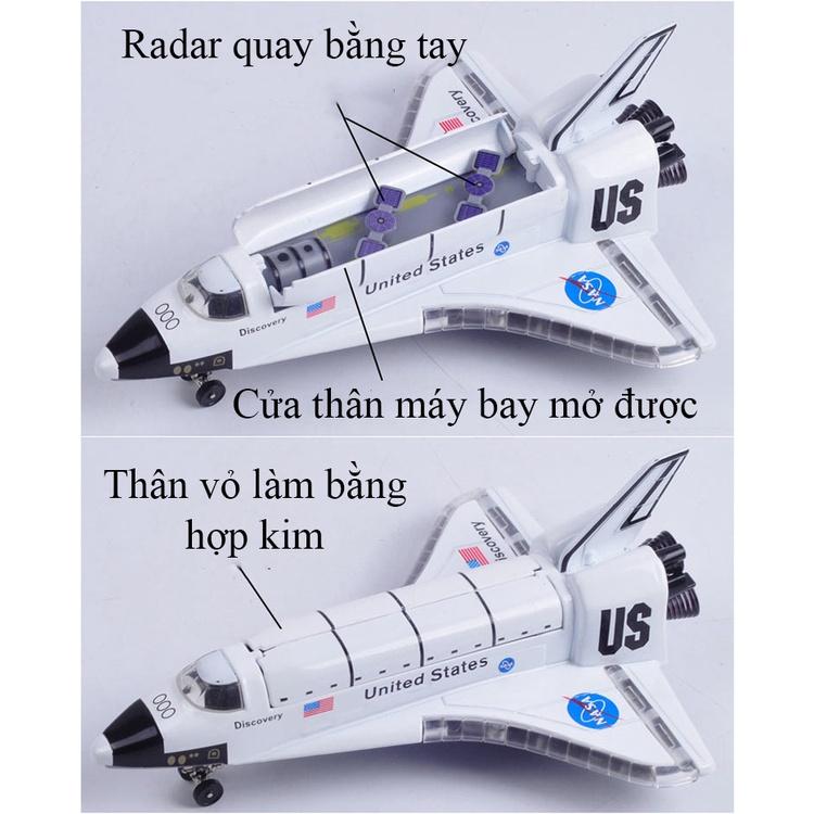 Mô hình tàu con thoi NASA có nhạc và đèn bằng hợp kim chạy cót kèm chân đế trang trí