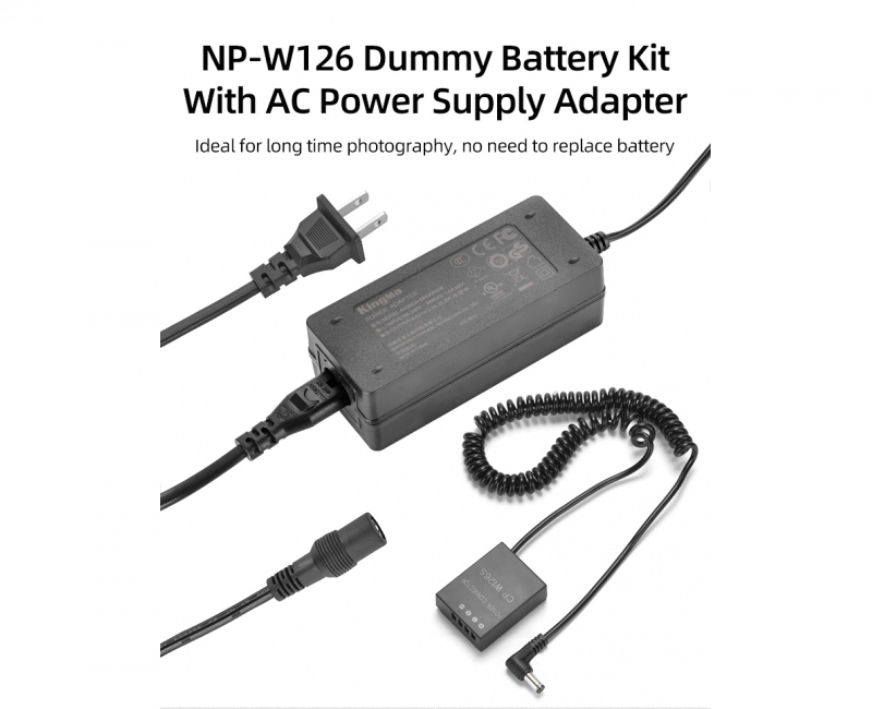 BỘ PIN GIẢ KINGMA NP-W126 VỚI BỘ CHUYỂN ĐỔI NGUỒN ĐIỆN EU PLUG POWER ADAPTER- Hàng chính hãng