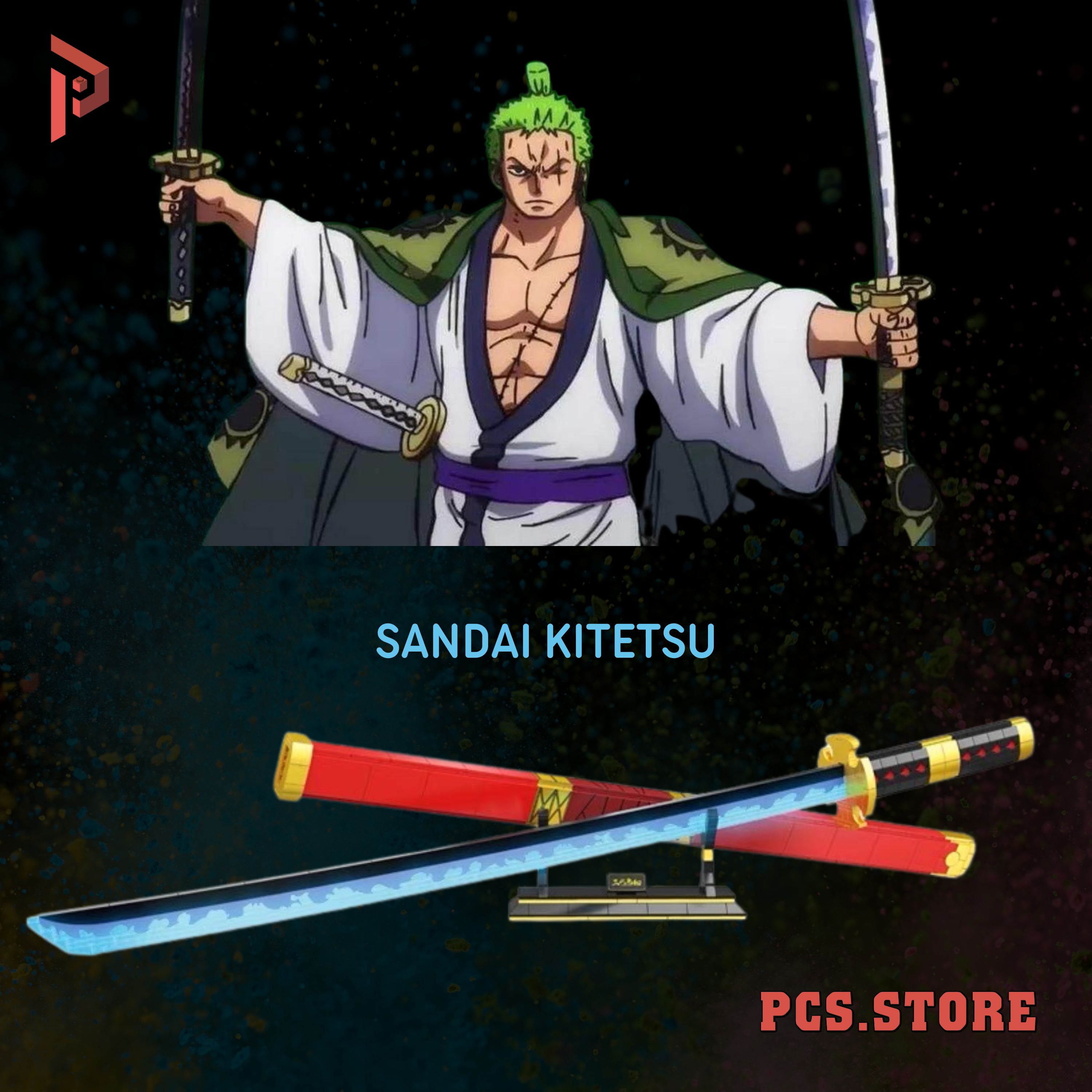 Đồ Chơi Lắp Ráp Mô Hình Kiếm Dạ Quang Sandai Kitetsu Của Zoro Trong One Piece - PCS STORE