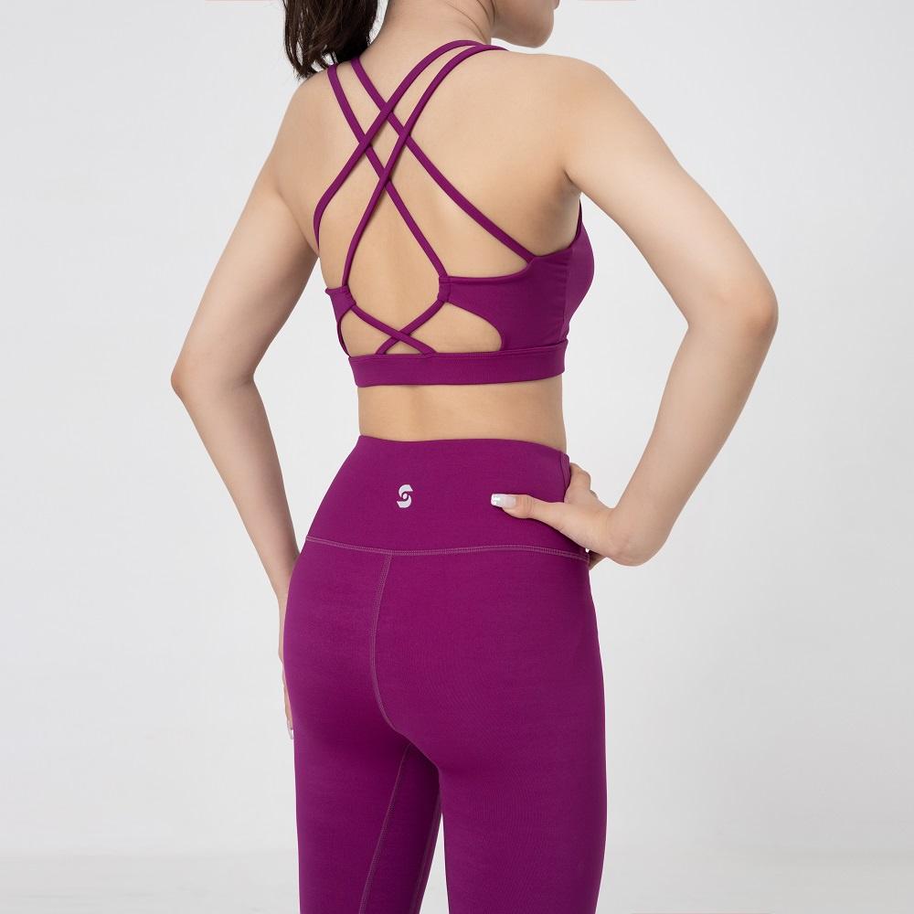 Bộ quần áo tập yoga gym aerobic nữ bra 3 lớp chắc chắn phối legging cạp cao - S210513
