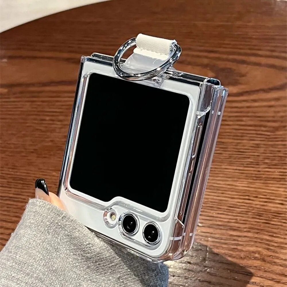 Ốp lưng chống sốc trong suốt kèm iring cho Samsung Galaxy Z Flip 5 hiệu Likgus Cover Ring - hàng nhập khẩu