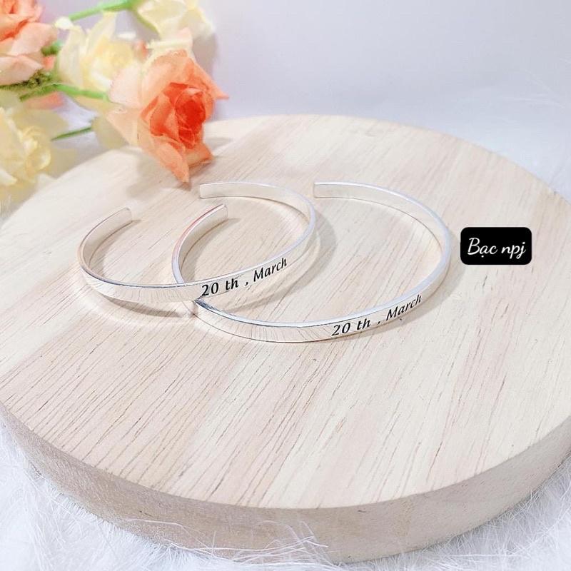 Lắc tay khắc tên , Vòng tay khắc tên đôi Bạc Ta 100%- nam nữ , mẹ con️ Siêu Xinh ️- Bạc Npj