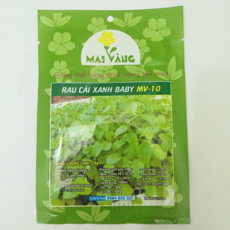 Hạt giống cải xanh ăn non , đóng gói 20gr