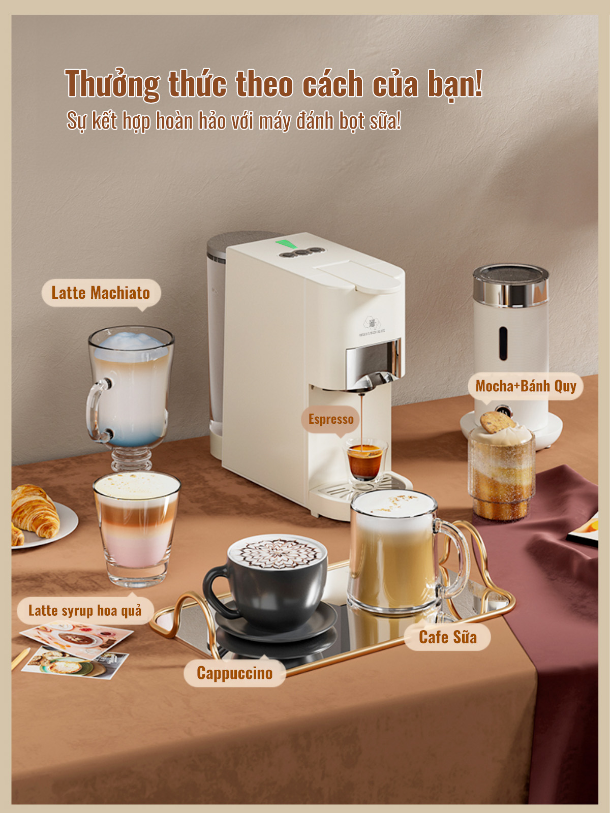 Combo máy pha cà phê CF04 và máy xay cà phê G68 siêu nhỏ gọn tại nhà, văn phòng, hàng chính hãng