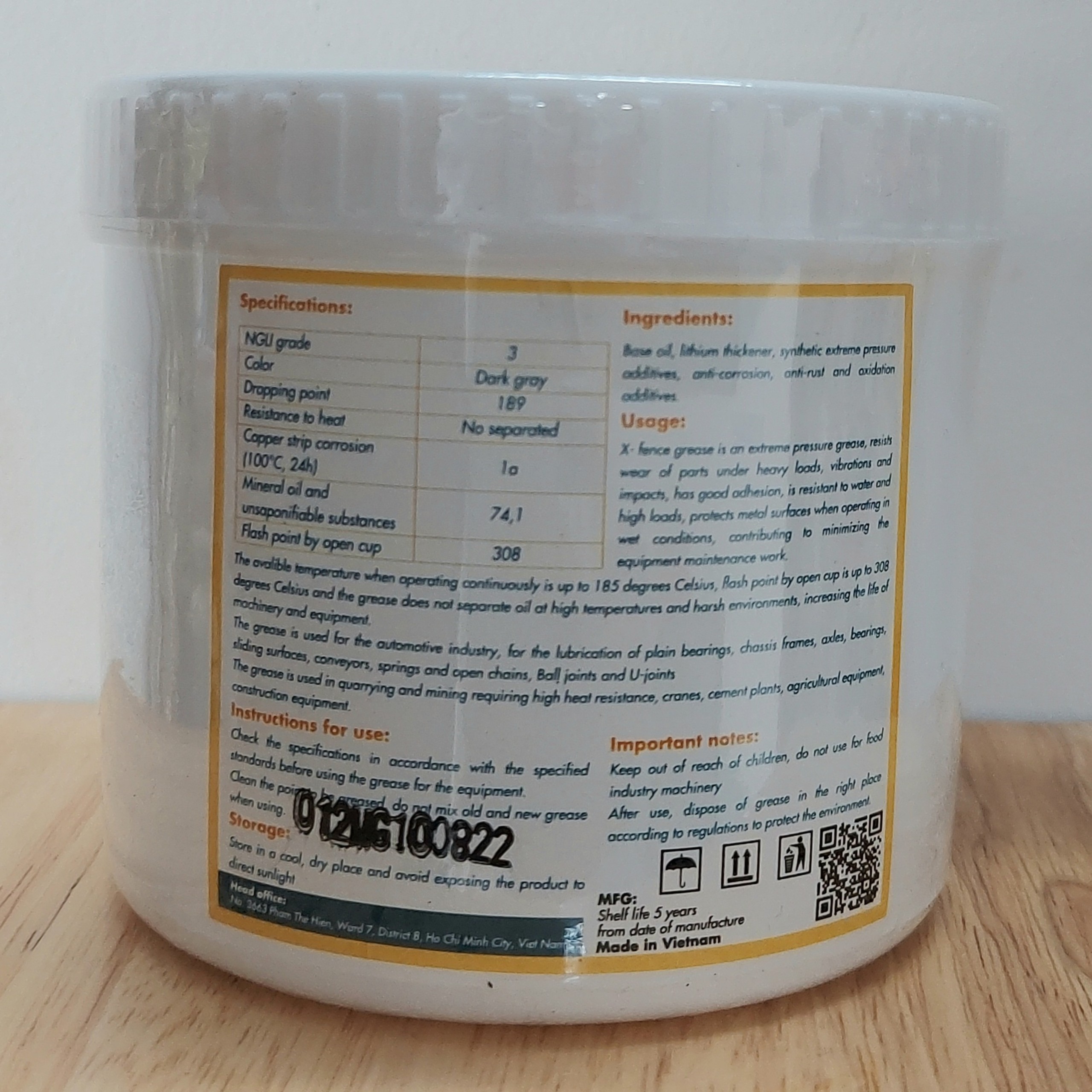 X-FENCE GRAPHITE GREASE 3 trọng lượng 450gr