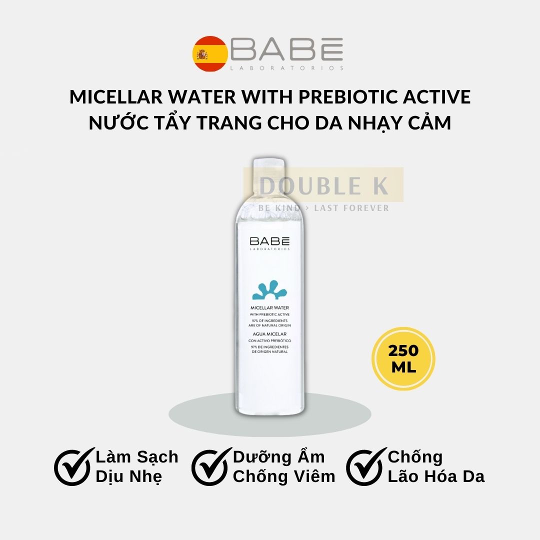 Nước Tẩy Trang Dịu Nhẹ BABE Micellar Water - Dùng Được Cho Da Nhạy Cảm - Double K