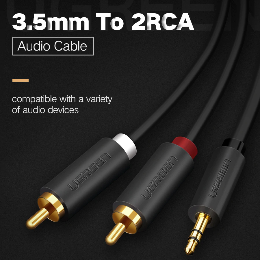 Cáp Audio 3.5mm to AV hoa sen (RCA) dài 2M Ugreen 10510 - Hàng Chính Hãng