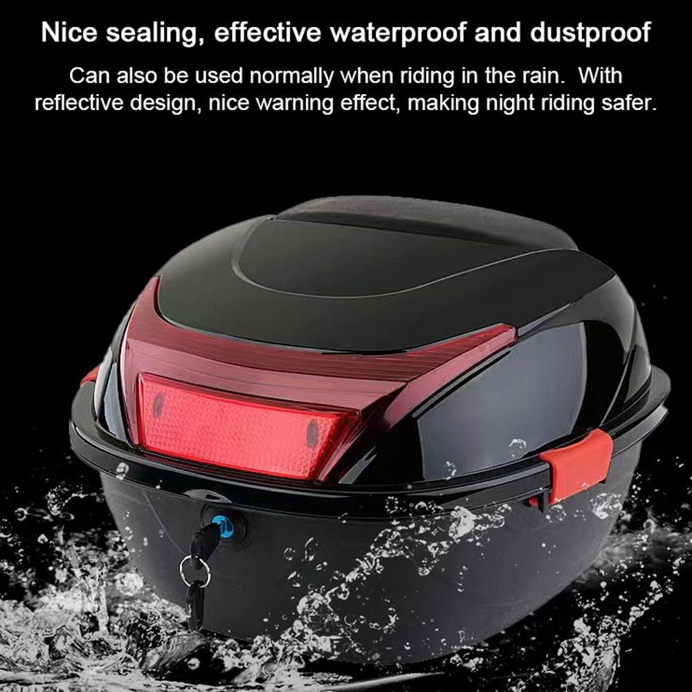 28L Motorcycle Tail Box Rear Trunk Large Capacity Motorbike Luggage Storage Case Waterproof with 2 Keys Side Snaps