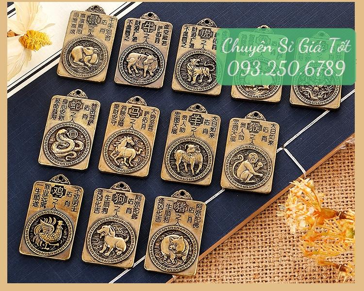 Móc Khóa 3 Món Dây Vàng 5 Đồng Xu,Quả Bầu Rỗng Mix Thẻ Bài 2 Mặt 8 Vị Phật Hộ Mệnh Phù Trợ 12 Con Giáp