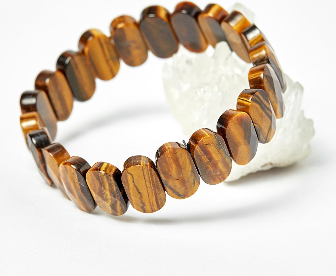 Vòng thạch anh mắt hổ bản hạt 15x8mm mệnh thổ, kim - Ngọc Quý Gemstones