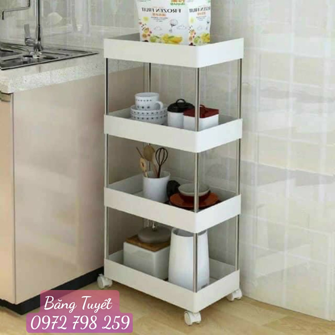 KỆ 4 TẦNG CÓ BÁNH XE HÀNG LOẠI ĐẸP, KỆ ĐA NĂNG CHẤT LƯỢNG