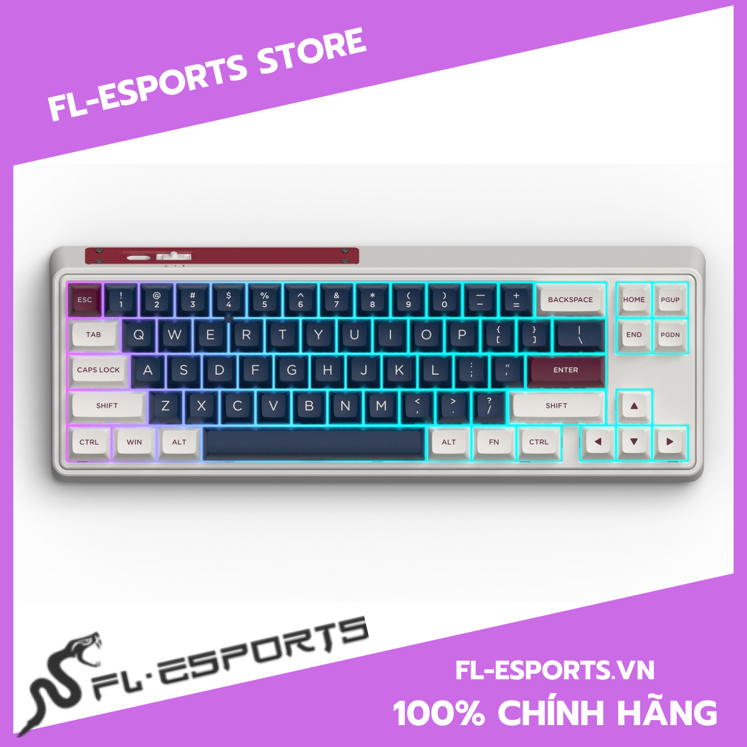 Bàn phím cơ không dây FL-Esports CMK68SAM Metal Heart 3 Mode - Hàng chính hãng