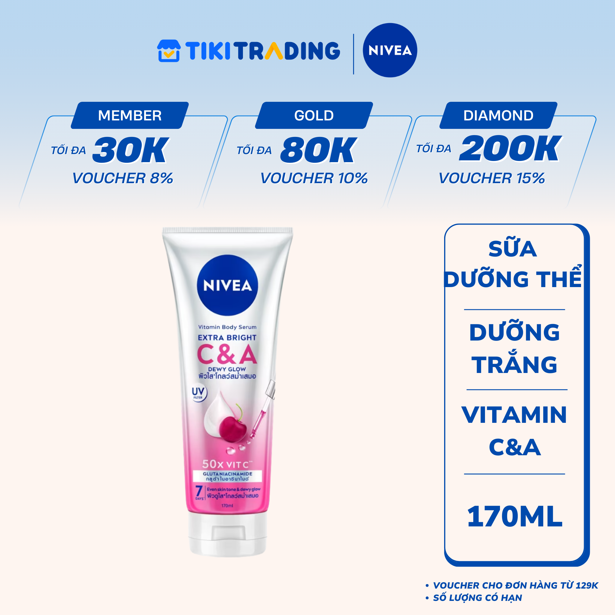 SỮA DƯỠNG THỂ TINH CHẤT DƯỠNG THỂ NIVEA VITAMIN BODY SERUM EXTRA BRIGHT C &amp; A