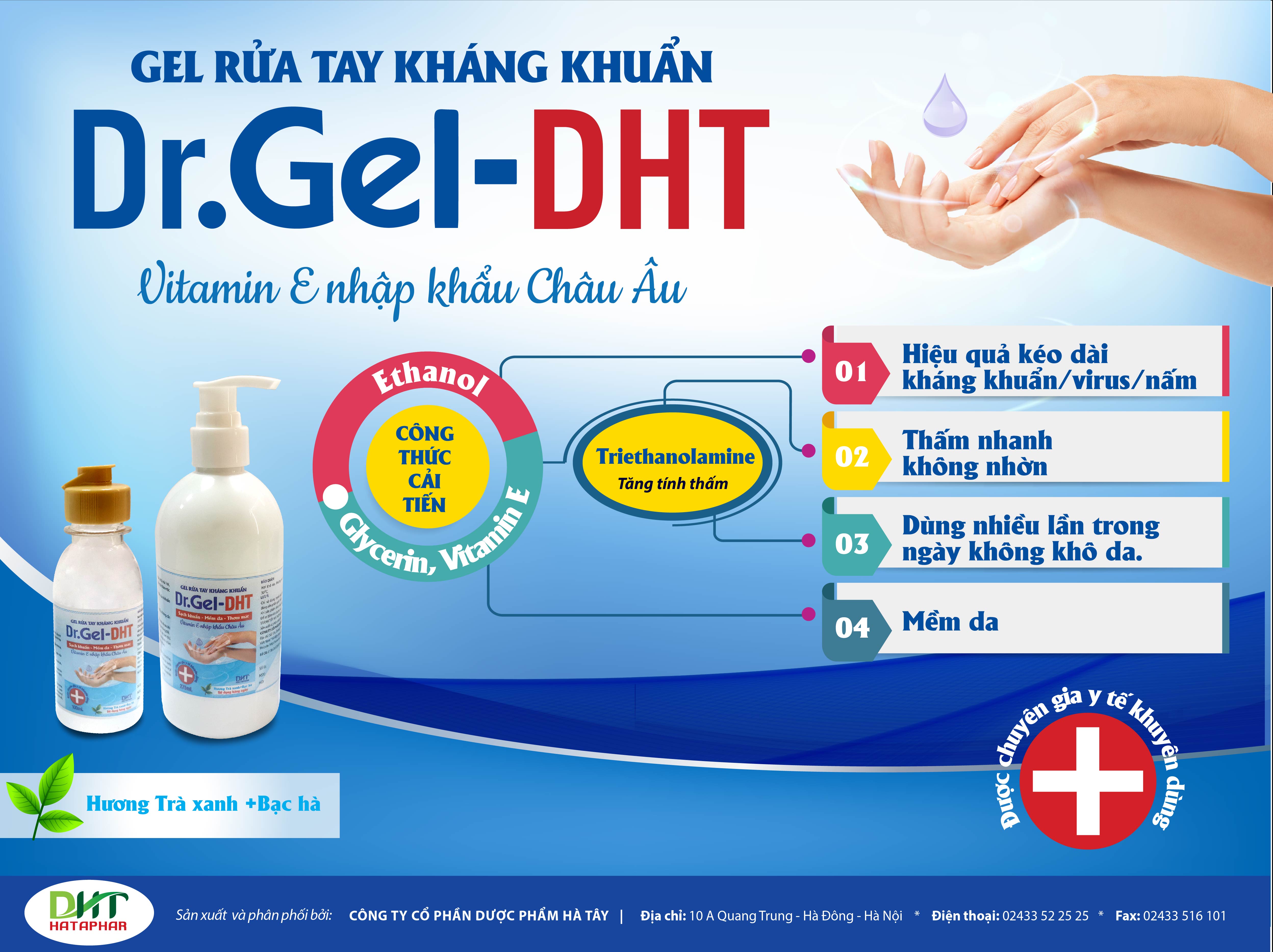 Gel rửa tay khô kháng khuẩn nhanh Dr.Gel DHT