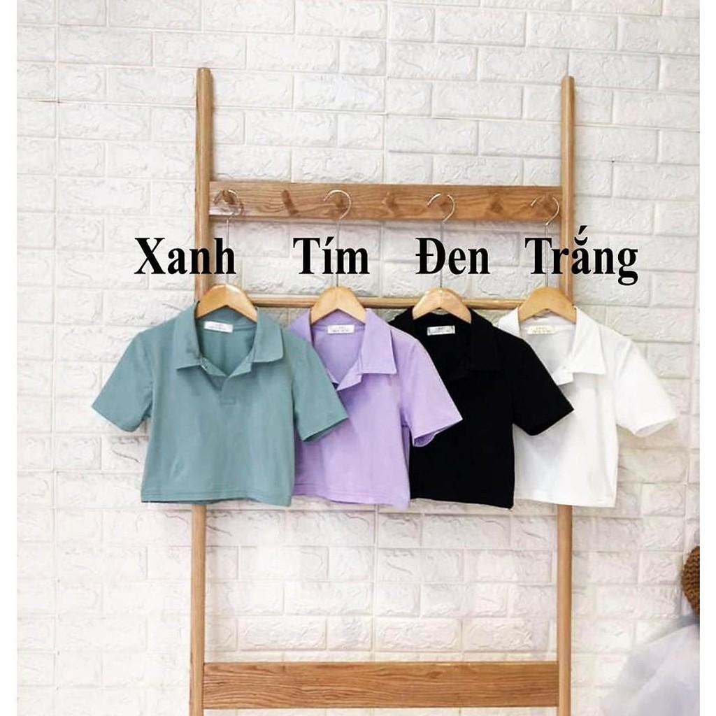 áo croptop nữ tay ngắn có cổ - áo croptop kiểu polo