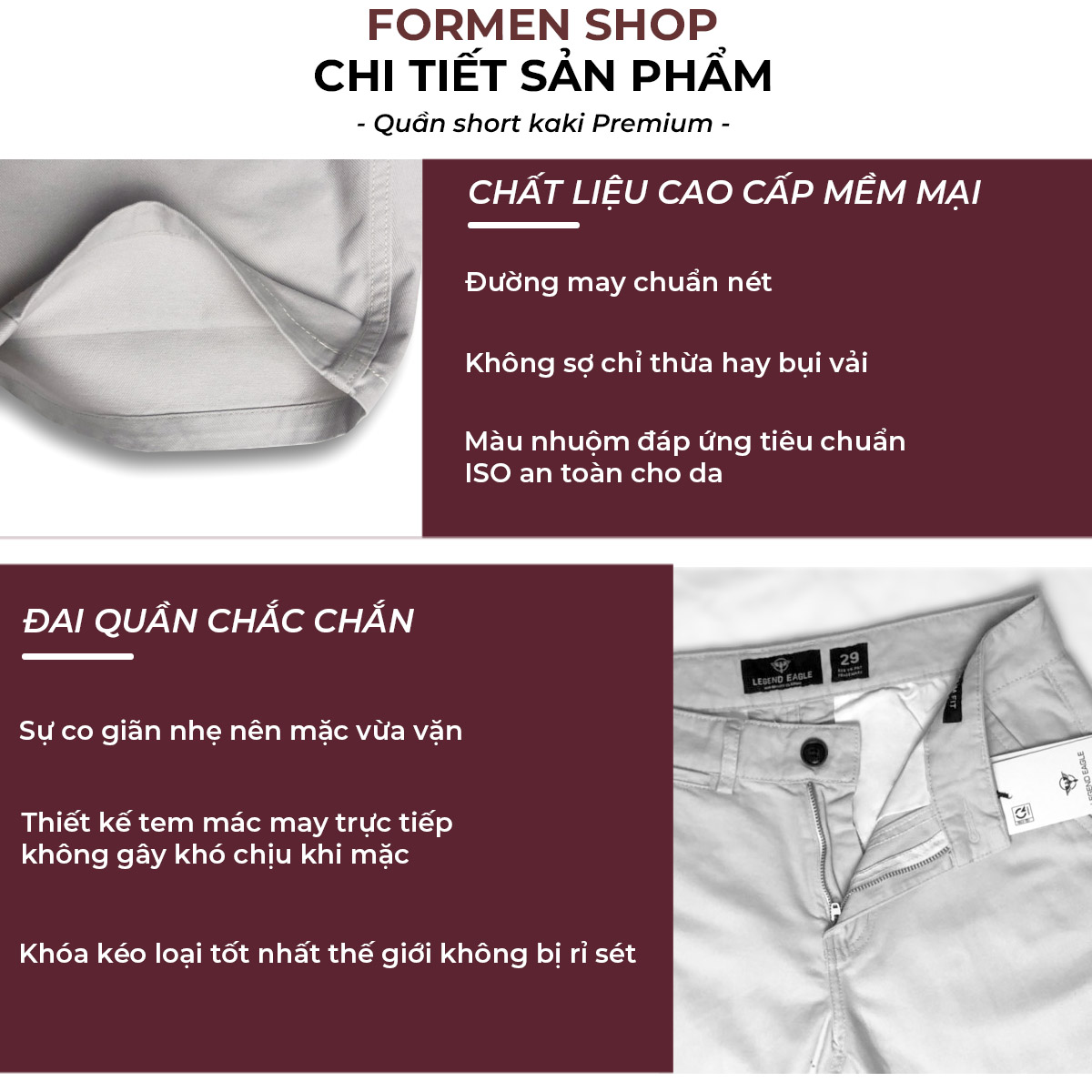 Quần short kaki nam cao cấp, dáng đứng form, chất liệu mềm mại thoáng mát - FORMENSHOP - FMQL014