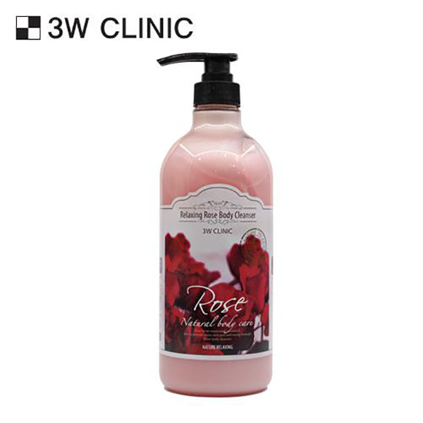 Sữa tắm dưỡng ẩm và làm trắng tinh chất hương hoa hồng 3W CLINIC RELAXING BODY CLEANSER ROSE 1000ml - Hàn Quốc Chính Hãng