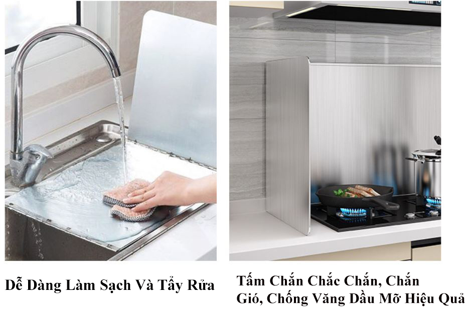 Tấm Chắn Gió Bếp Chống Văng Dầu Mỡ KUNBE Chất Liệu Inox 304 Chắc Chắn Bền Đẹp, Chắn Gió Hiệu Quả