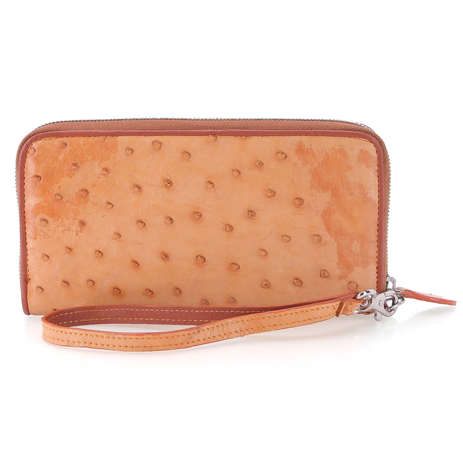 HJ3429-30-31-32 - Bóp nữ da đà điểu 1 khóa Vip đen, nâu đỏ, vàng, nâu đất