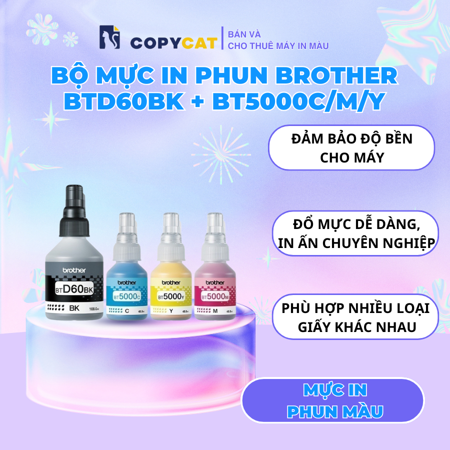 Bộ Mực In Phun Brother BTD60BK + BT5000C/M/Y - Hàng Chính Hãng