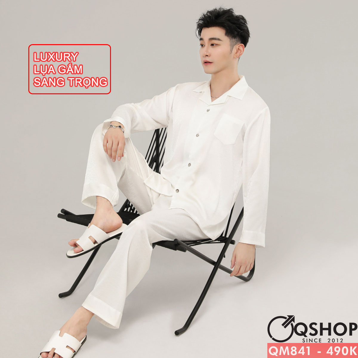 Bộ đồ pijama nam Luxury tay dài mềm mịn trơn láng QSHOP QM841