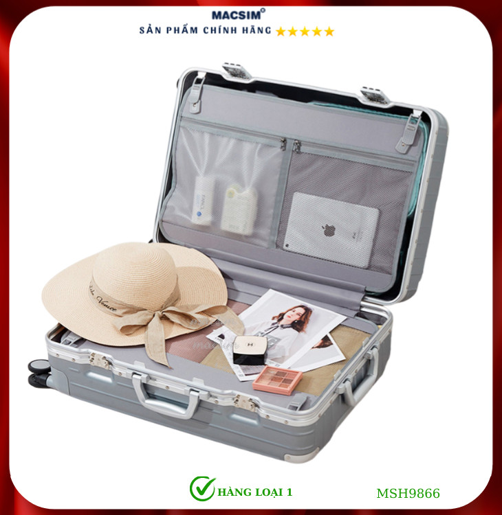 Vali cao cấp Macsim Hanke MSH9866 20 inch  màu xám - Hàng loại 1